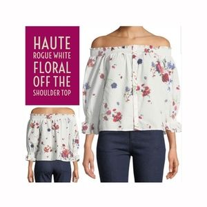 Haute Rogue White Floral Off the Shoulder Top
